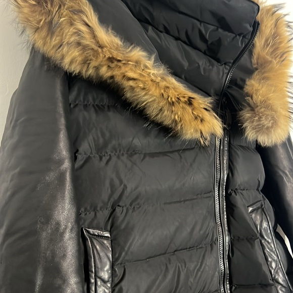 Rudsak Roya Asiatic Raccoon-Fur-Trim Asymmetrical Down Coat Puffer Winter Jacket - Picture 3 of 13